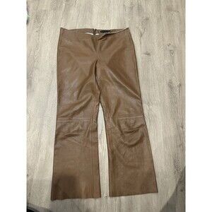 Vintage Y2K Guess Collection Genuine Leather Pants Size 8 Soft Bootcut Chocolate